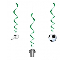 3D Soccer Hanging Swirl Decorations 26" 3ct