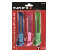 Blackspur 3 Pack Transparent Snap-Off Knife Set