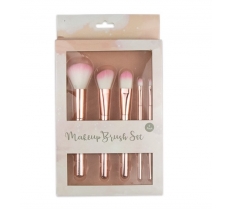 Pink Chrome Makeup Brush Set 5 Pieces