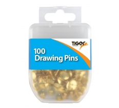 Tiger Esssential 100 Drawing Pins Brass