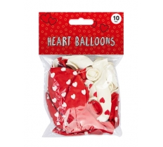 Valentines Day Heart Printed Balloons 10 Pack