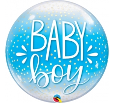 Qualatex 22" Confetti Baby Boy Blue Bubble Balloon