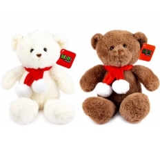 White / Brown Plush Bear 25cm ( Assorted Designs )