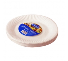 7" ( 18cm ) White Paper Disposable Plates 30 Pack