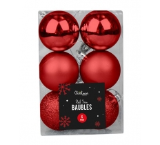 Red Baubles 5cm 6 Pack ( Assorted Designs )