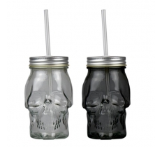 Skull Drinking Jar with Straw