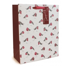 Christmas Gift bag Robin Pattern Large( 26 x 32 x 12cm)