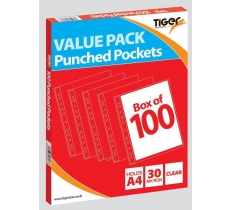 Tiger A4 Value Box 100 Punched Pockets