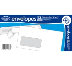 County DL White Window Peel & Seal Envelopes 50 Pack