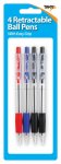 Tiger Retractable Ball Point Pens 4 Pack