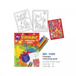A4 Dinosaur 8 page Colouring Pack With Colour Pencils