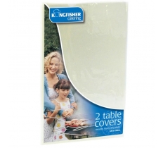 White Plastic Table Covers 120cm X 120cm 2 Pack