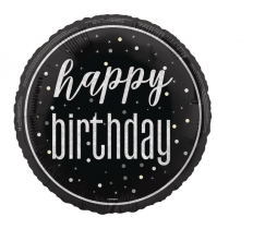 18" GLITZ Black Happy Birthday Foil Balloon Round