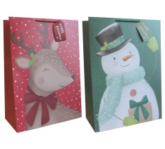 Gift Bag Christmas Reindeer/Snowman Jumbo ( 40.5 X 55.8 X 20cm )