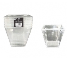 6Pc 200ml ( 7oz ) Square Plastic Dessert Cups