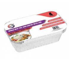 4Pc 1650ml Deep Foil Containers