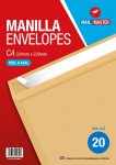 Mail Master C4 Manilla Peel & Seal 20 Pack Envelope