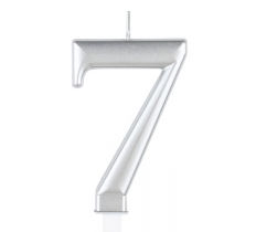 Metallic Silver Number 7 Birthday Candle