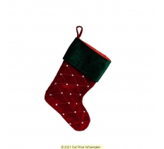 Deluxe Plush Red Green Top Diamante Stocking 40cm X 25cm