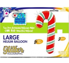 Special 5ft Delivery Candy Cane- Glitter Holographic Balloon