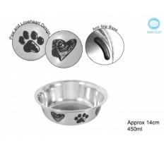 Polished Stainless Steel Pet Bowl 450ml