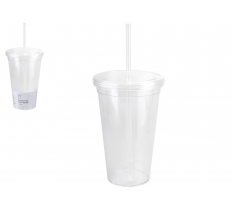 650ML Clear Drinks Cup With Straw