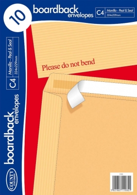 County Boardback Envelopes C4 ( 324 X 229mm ) 10 Pack