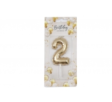 Gold Balloon Candle 6cm Number 2