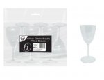 Silver Glitter Plastic Wine Glasses 6 Pack