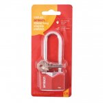 Amtech 40mm Long Shackle Rhombic Chrome Plated Iron Padlock