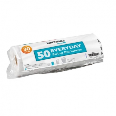 50 Pack Of White Value 30L Swing Bin Liners