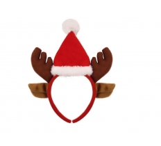 REINDEER ANTLER HEADBAND WITH EARS AND SANTA HAT