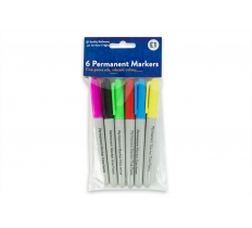 Assorted Permanent Markers 6 Pack