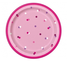 8 Glitz Pink/Silver Dot 7" Plate