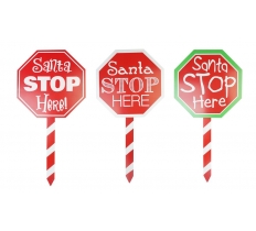 Santa Stop Here Stake 60cm ( Assorted Designs )