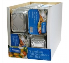 Medium Foil Food Containers And Lids 9 Pack