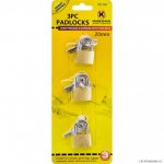 Brass Padlock Set 20mm 3 Pack