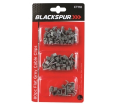 Flat Grey Cable Clips 80 Piece