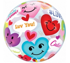 Qualatex 22" Hearts Emoji Fun Phrases Bubble Balloon