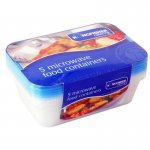 Microwave Food Containers With Blue Lids 5 Pack