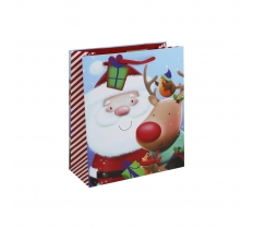 Christmas Cute Santa Reind Medium Gift Bag ( 215mm x 253mm x 102