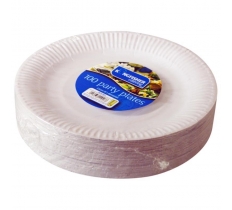 9" ( 23cm ) White Paper Disposable Plates 100 Pack