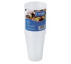 Clear Plastic Half Pint Tumblers 15 Pack