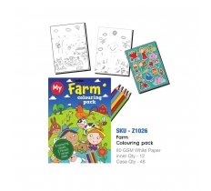 A4 Farm 8 page Colouring Pack With Colour Pencils