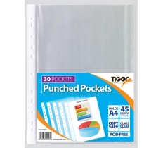 Tiger A4 Punched Pockets 30 Pack