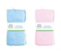 Baby Supersoft Face Cloths 3 Pack