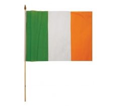 IRELAND HAND FLAG (45CM X 30CM) WITH WOODEN STICK