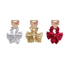 Hair Scrunchie With Bow ( Assorted Colours )