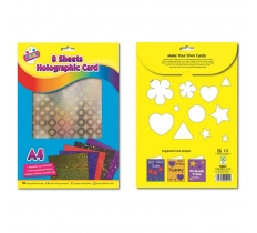 A4 Holographic Card Sheets 8 Pack ( Assorted Colours )