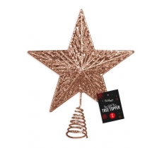 Rose Gold Glitter Star Tree Topper 17cm Dia